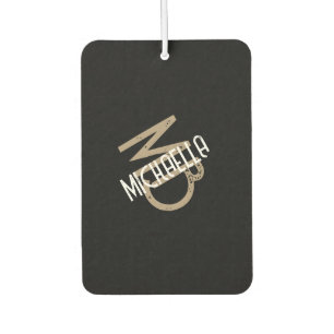 Monogramm personalisierter Schwarz-weiß-beigefarbe Autolufterfrischer
