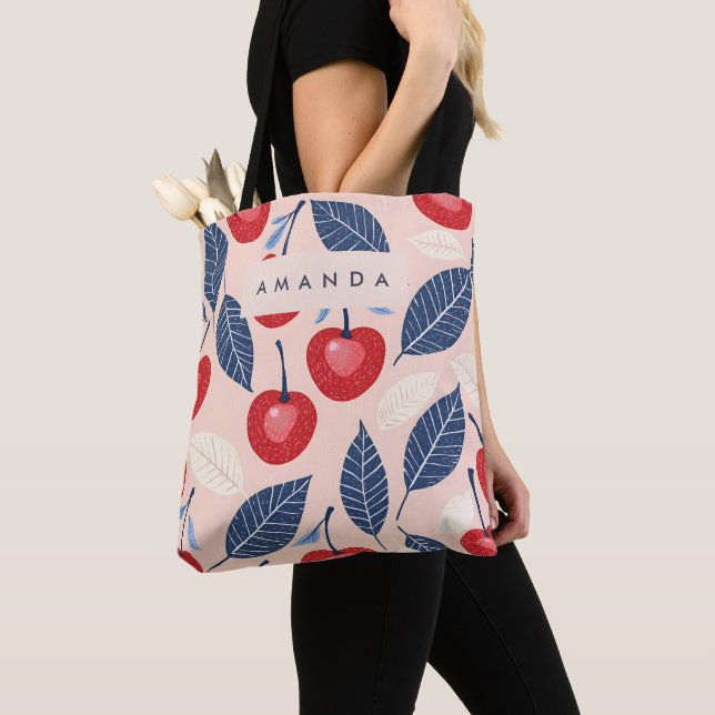 Monogramm-Personalisiertes Cherry-Leaf-Muster (Von Nahem)