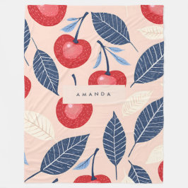 Monogramm-Personalisiertes Cherry-Leaf-Muster Fleecedecke