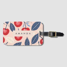 Monogramm-Personalisiertes Cherry-Leaf-Muster Gepäckanhänger