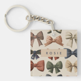 Monogramm Personalisiertes Retro-Vintages Muster Schlüsselanhänger