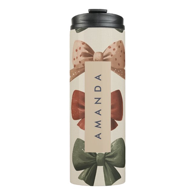 Monogramm Personalisiertes Retro-Vintages Muster Thermosbecher (Vorderseite)