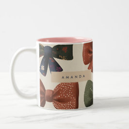 Monogramm Personalisiertes Retro-Vintages Muster Zweifarbige Tasse