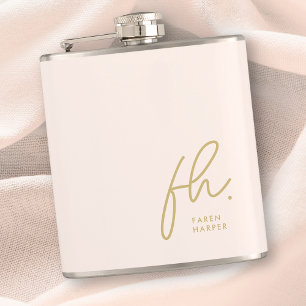 Monogramm Personalisiertes Rosa Gold Chic Junggese Flachmann