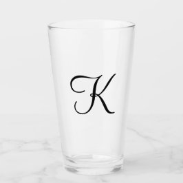 Monogramm Personalisiertes Schwarzes Skript trinke Glas