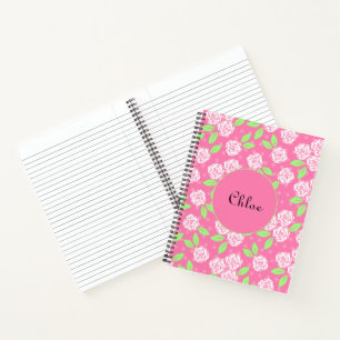 Monogramm Persönliches Shabby Chic Rosa Blumenmust Notizbuch