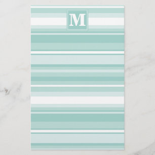 Monogramm Pfefferminzstreifen Briefpapier