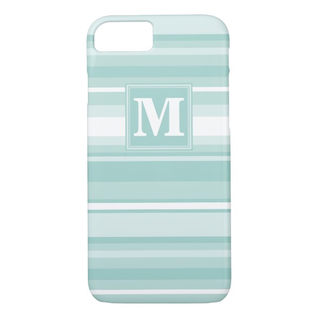 Monogramm Pfefferminzstreifen Case-Mate iPhone Hülle (Rückseite)