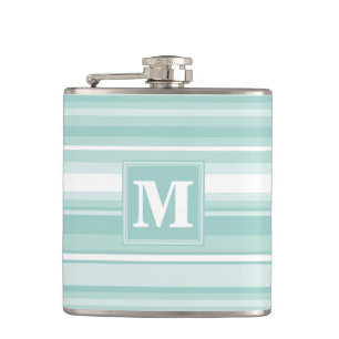 Monogramm Pfefferminzstreifen Flachmann