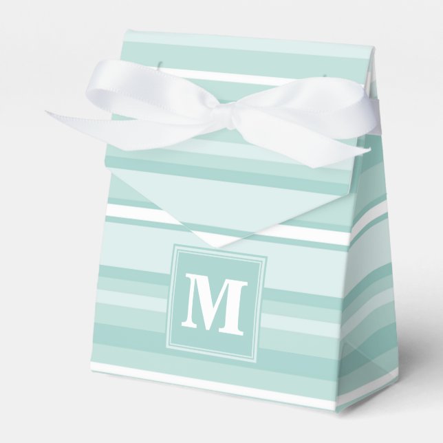 Monogramm Pfefferminzstreifen Geschenkschachtel (Vorderseite)