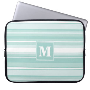 Monogramm Pfefferminzstreifen Laptopschutzhülle