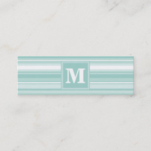 Monogramm Pfefferminzstreifen Mini Visitenkarte
