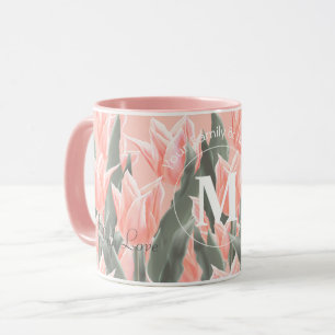 Monogramm-Pfirsichfarben mit elegantem Familiennam Tasse