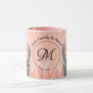 Monogramm-Pfirsichfarben mit elegantem Familiennam Tasse