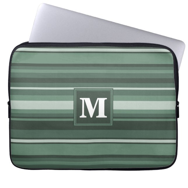 Monogramm Phalelgrün Laptopschutzhülle (Vorderseite)