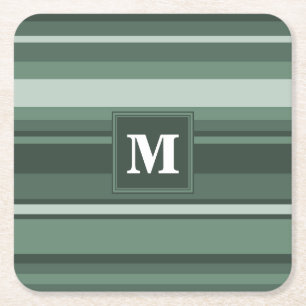 Monogramm Phalelgrün Rechteckiger Pappuntersetzer