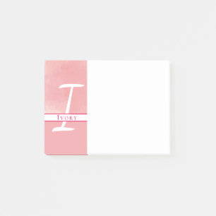 Monogramm Pink-Aquarellfarben Postit-Notizen Post-it Klebezettel