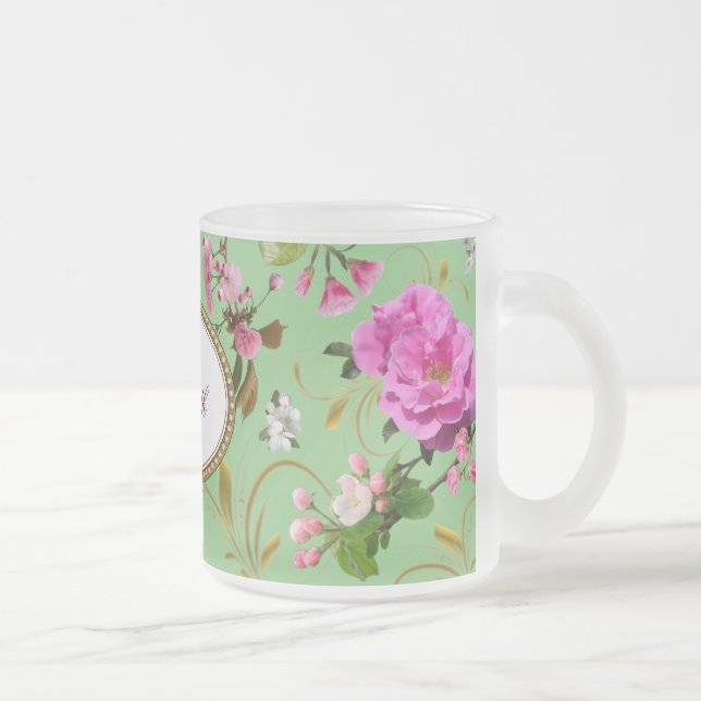 Monogramm Pink-Blume Mattglastasse (Rechts)