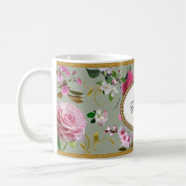 Monogramm Pink-Blume Tasse