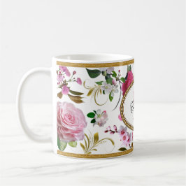 Monogramm Pink-Blume Tasse