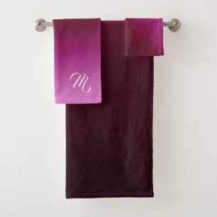 Monogramm Pink-Burgunders Ombre Badhandtuch Set