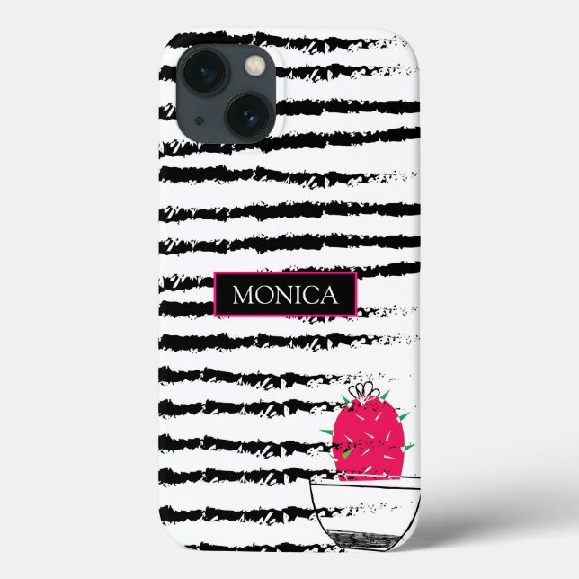 Monogramm Pink Cactus Case-Mate iPhone Hülle (Rückseite)
