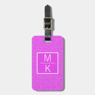 Monogramm Pink Circuit Square Splitter Gepäckanhänger