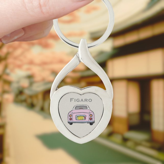 Monogramm Pink Figaro Auto Silber Herz Schlüsselanhänger (For your figaro car keys. Just add your name and initials)