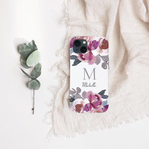 Monogramm Pink Floral Aquarell Case-Mate iPhone Hülle