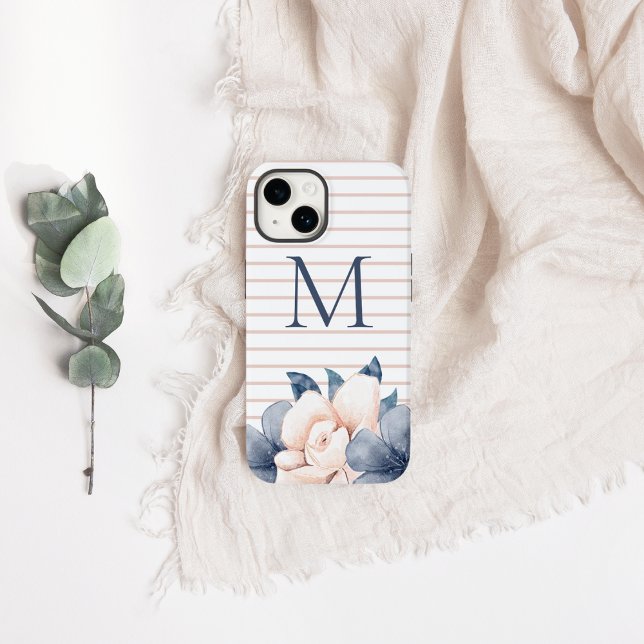 Monogramm Pink Floral Case-Mate iPhone Hülle (Von Creator hochgeladen)
