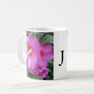 Monogramm Pink Floral Fotografie Kaffeetasse