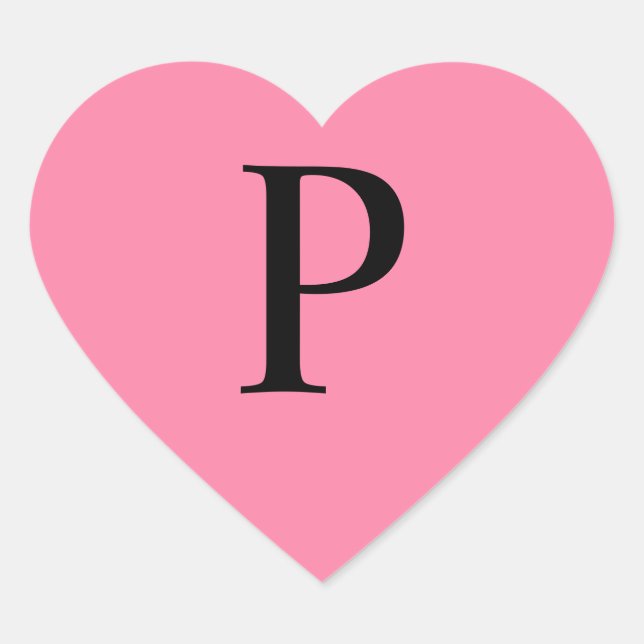 Monogramm Pink Herz-Aufkleber (Vorderseite)