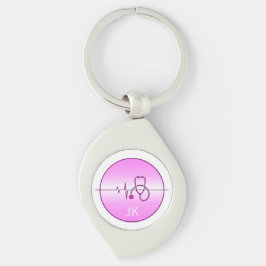Monogramm Pink Medical Stethoscope Heartbeat Schlüsselanhänger