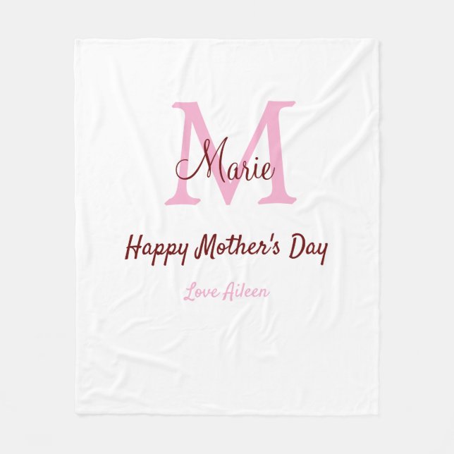 Monogramm Pink-Name der Mutter am Tag Fleecedecke (Vorderseite)