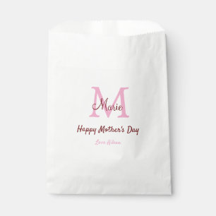 Monogramm Pink-Name der Mutter am Tag Geschenktütchen