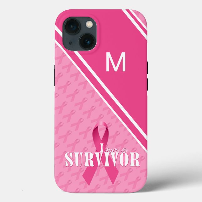 Monogramm Pink Ribbon Brustkrebs Überleben Case-Mate iPhone Hülle (Rückseite)