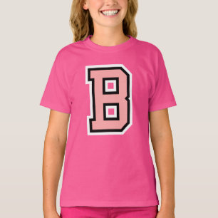 Monogramm Pink Schwarz-weiße Uni Initial B T-Shirt