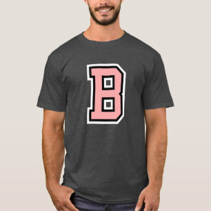 Monogramm Pink Schwarz-weiße Uni Initial B T-Shirt