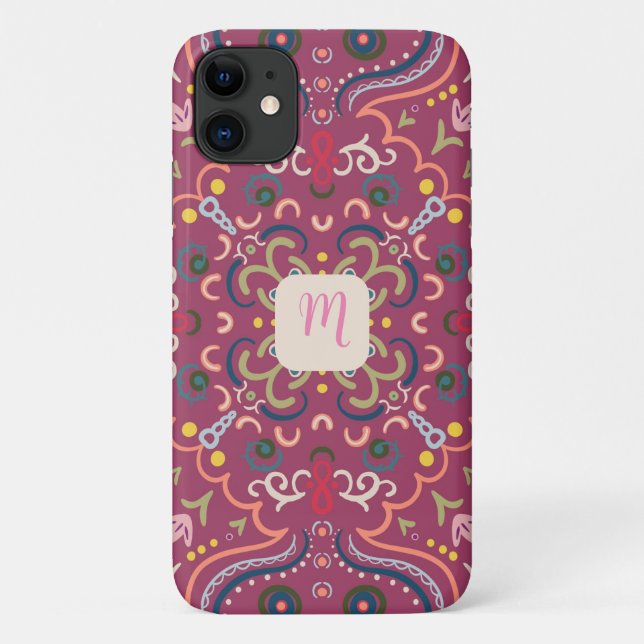 Monogramm Pink und farbig Case-Mate iPhone Hülle (Rückseite)