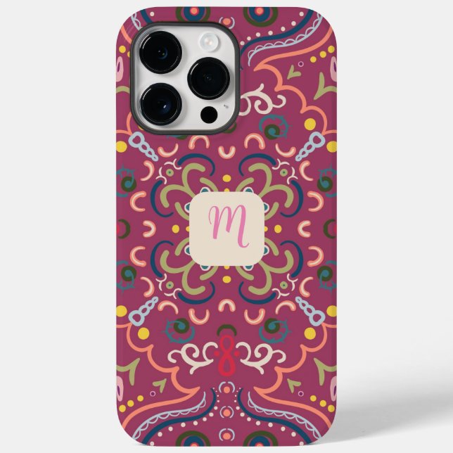 Monogramm Pink und farbig Case-Mate iPhone Hülle (Rückseite)