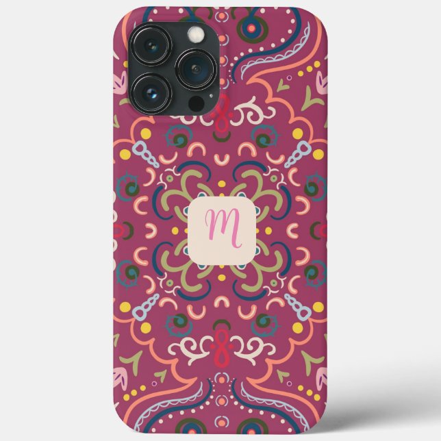 Monogramm Pink und farbig Case-Mate iPhone Hülle (Rückseite)