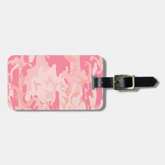 Monogramm Pink und Peach Camouflage Camouflage Gepäckanhänger (Vorderseite horizontal)