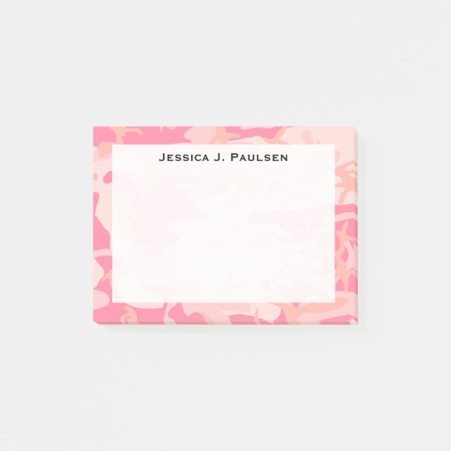 Monogramm Pink und Peach Camouflage Post-it Klebezettel (Vorderseite)