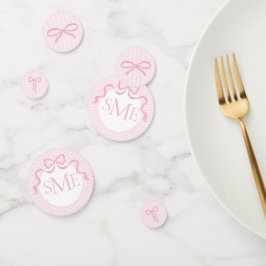 Monogramm Pink & White Bow, Babydusche Konfetti