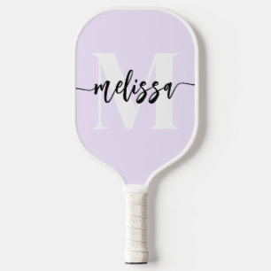Monogramm Pinselkalligrafie Lila Pickleball Schläger