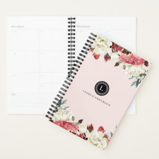 Monogramm-Planer für Vintage Rose Botanische Blüte Planer