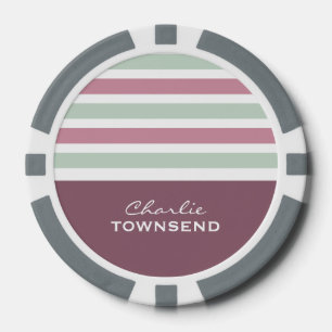 Monogramm-Pokerchips des Streifen-Musters Pokerchips