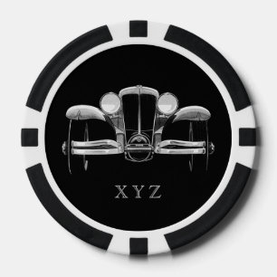 Monogramm-Pokerchips des Vintagen Autos Pokerchips