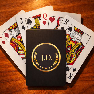 Monogramm-Pokerspielkarten Schwarze & goldene Sp Spielkarten
