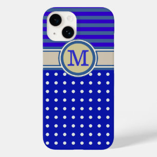 Monogramm, Polka-Punkte und Streifen Case-Mate iPhone 14 Hülle